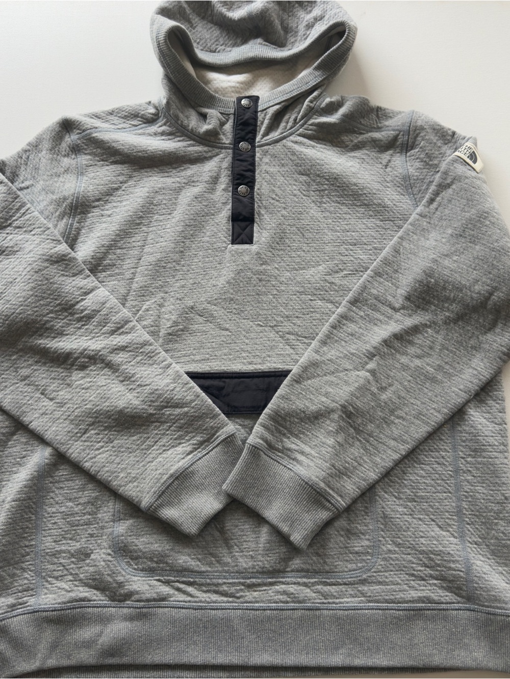 EUC Men's The North Face Heather Gray Fleece 3/4 Snap Up Pullover Size XL (KB9)